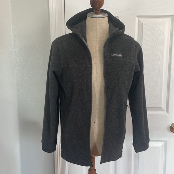 Columbia fleece jacket hood full zipper charcoal gray size L unisex - Picture 2 of 12